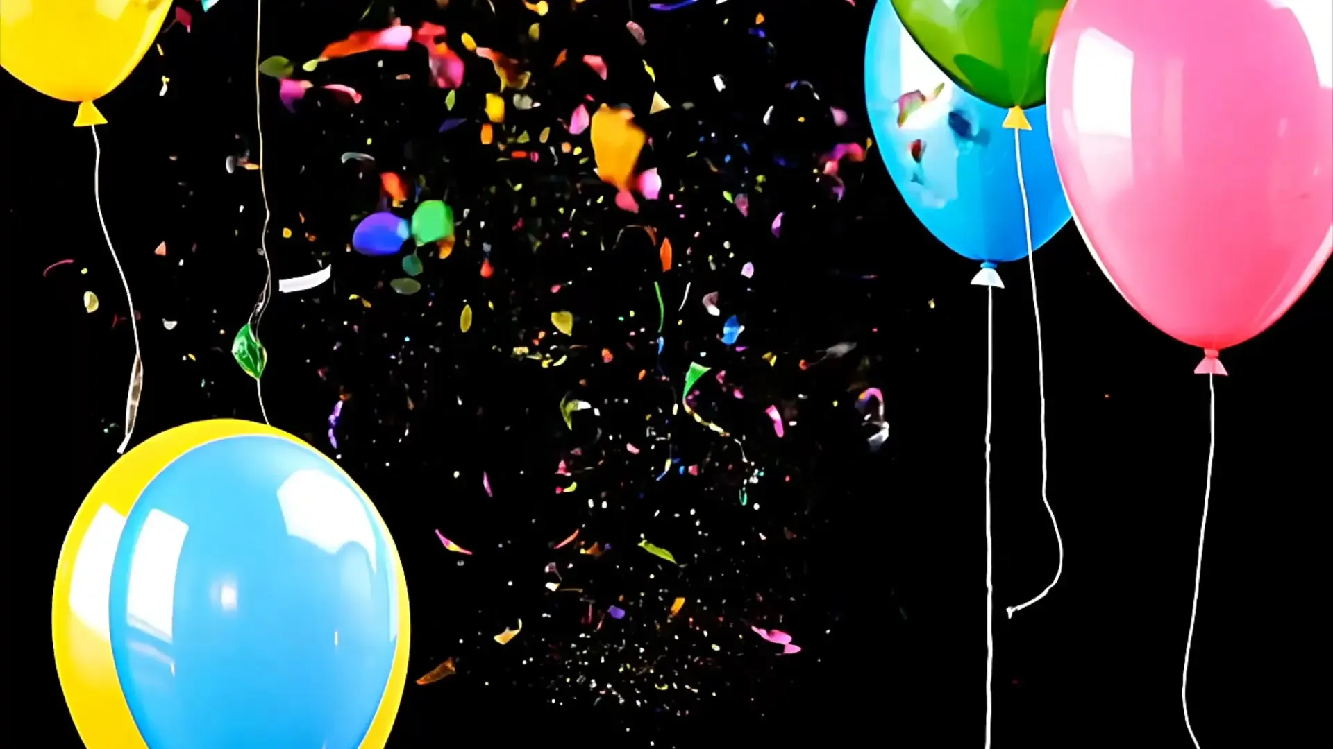 Dynamic Colorful Balloon and Confetti Overlay for Birthday and Celebration Videos